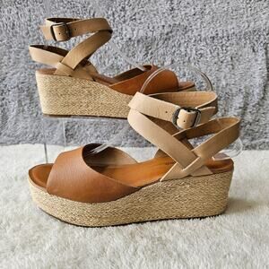Lucky Brand Tan and Brown Wedge Sandals